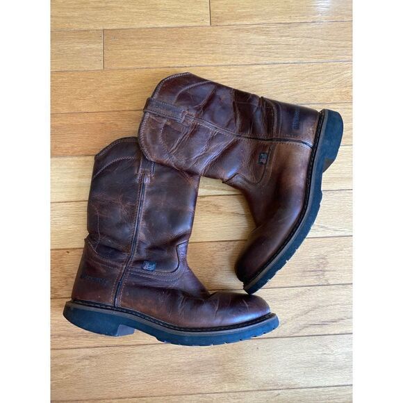 Justin Boots Western Brown Leather Waterproof EH WK4960 Men's Size 8.5D - Picture 1 of 7